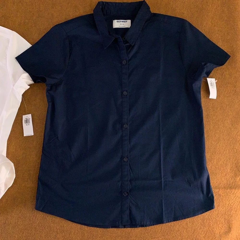 Old Navy Girls Size XXL (18) School Uniform Short-Sleeve Poplin Shirt 2-Pack NWT